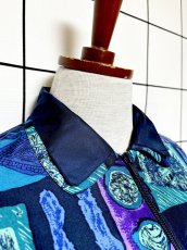 画像8: ダブル襟 薄手 軽め ジップアップ レトロ USA古着 ジャンパー ヴィンテージブルゾンジャケット (8)