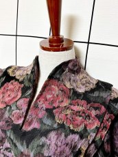 画像4: 花柄 スタンドカラー ウエストゴム レトロ USA古着 ヴィンテージワンピース (4)