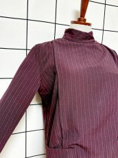 画像6: ストライプ 首元デザイン レトロ USA古着 ヴィンテージワンピース (6)