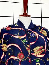 画像5: スカーフ柄 ジップアップ レトロ USA古着 ジャンパー ヴィンテージブルゾンジャケット (5)