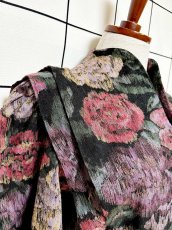 画像7: 花柄 スタンドカラー ウエストゴム レトロ USA古着 ヴィンテージワンピース (7)