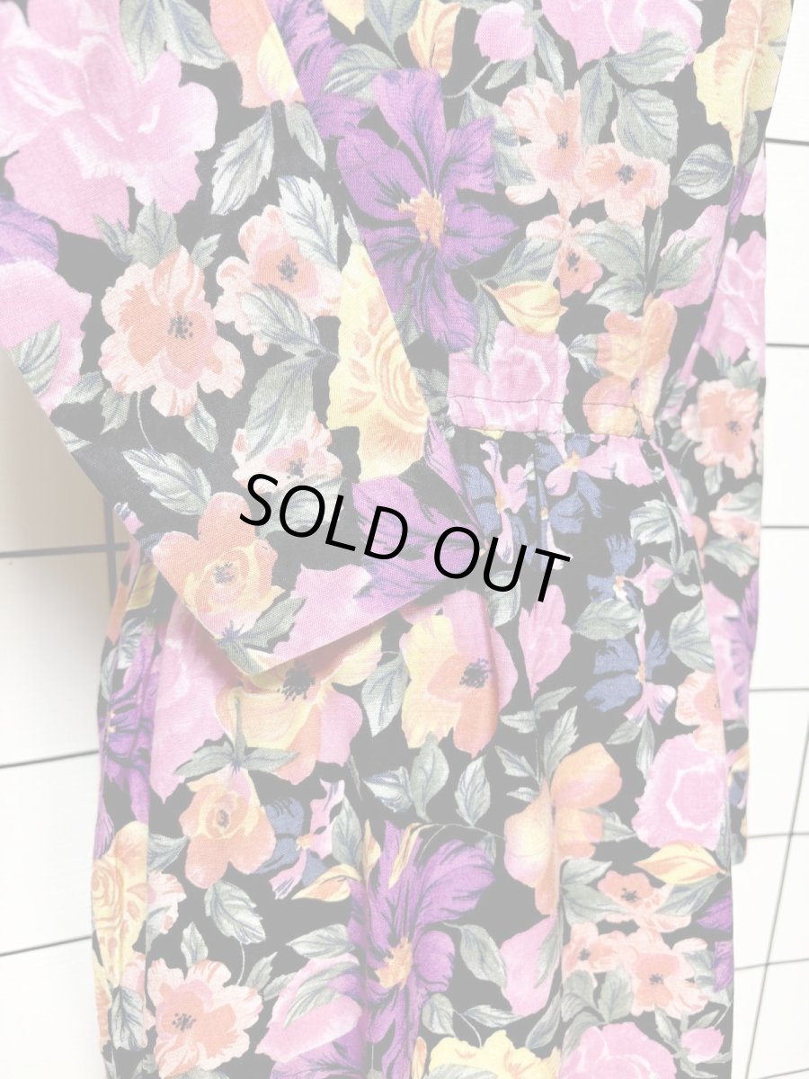 画像7: 花柄 ノーカラー ウエストゴム レトロ USA古着 ヴィンテージワンピース (7)