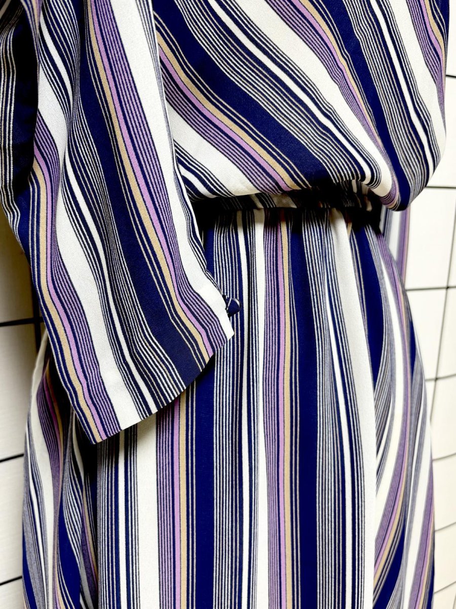 画像7: ストライプ ウエストゴム レトロ USA古着 ヴィンテージワンピース (7)