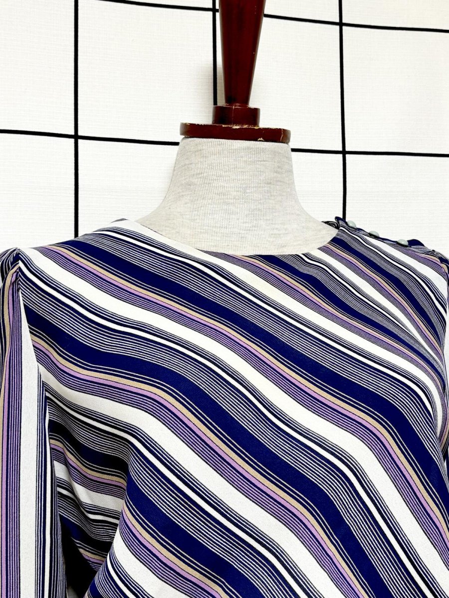 画像6: ストライプ ウエストゴム レトロ USA古着 ヴィンテージワンピース (6)