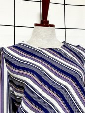 画像6: ストライプ ウエストゴム レトロ USA古着 ヴィンテージワンピース (6)