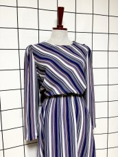 画像3: ストライプ ウエストゴム レトロ USA古着 ヴィンテージワンピース (3)