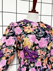 画像6: 花柄 ノーカラー ウエストゴム レトロ USA古着 ヴィンテージワンピース (6)