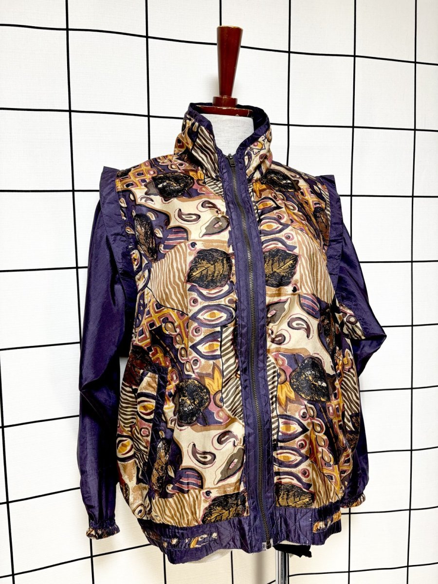 画像3: アート柄 ジップアップ レトロ USA古着 ヴィンテージブルゾンジャケット (3)