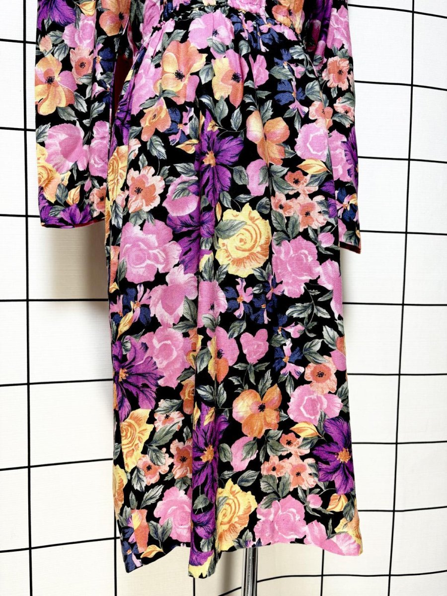 画像8: 花柄 ノーカラー ウエストゴム レトロ USA古着 ヴィンテージワンピース (8)