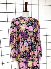 画像3: 花柄 ノーカラー ウエストゴム レトロ USA古着 ヴィンテージワンピース (3)