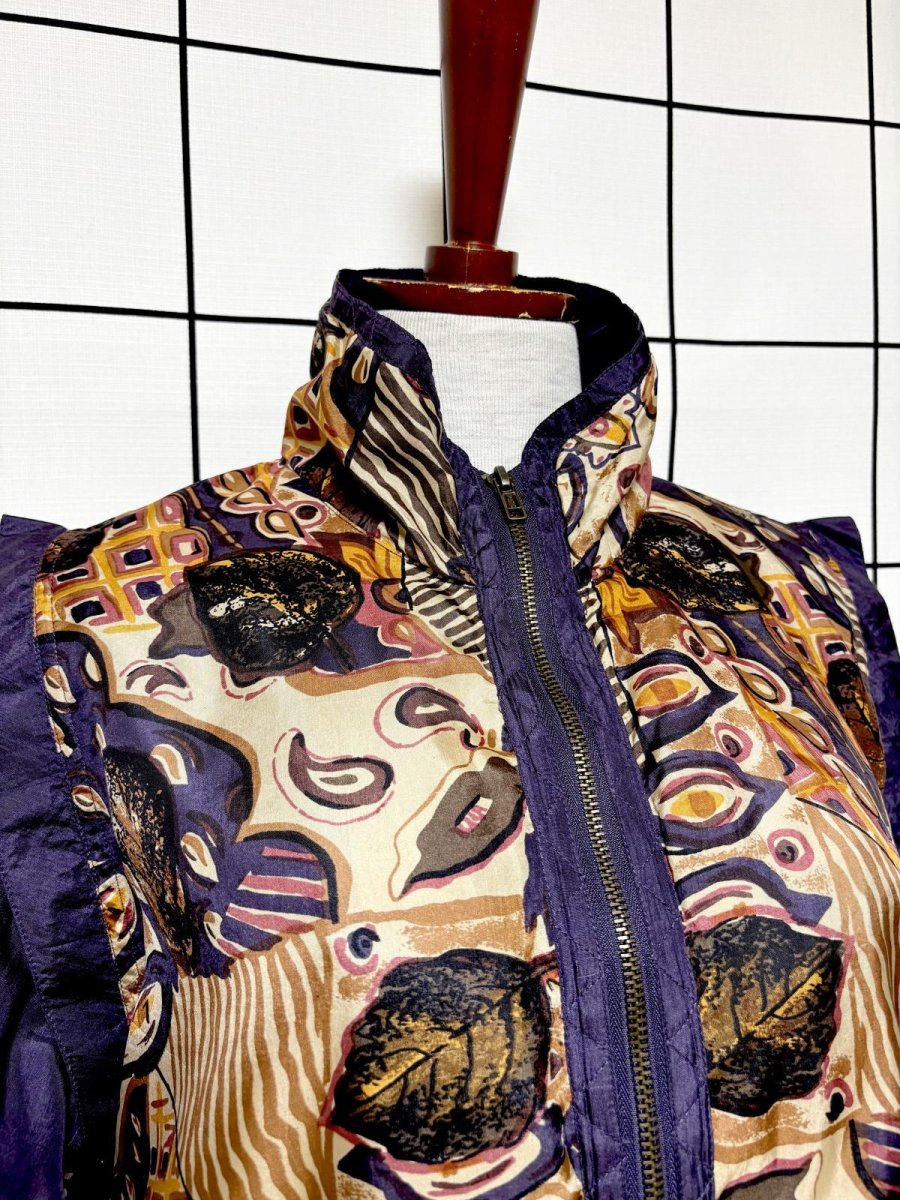 画像5: アート柄 ジップアップ レトロ USA古着 ヴィンテージブルゾンジャケット (5)