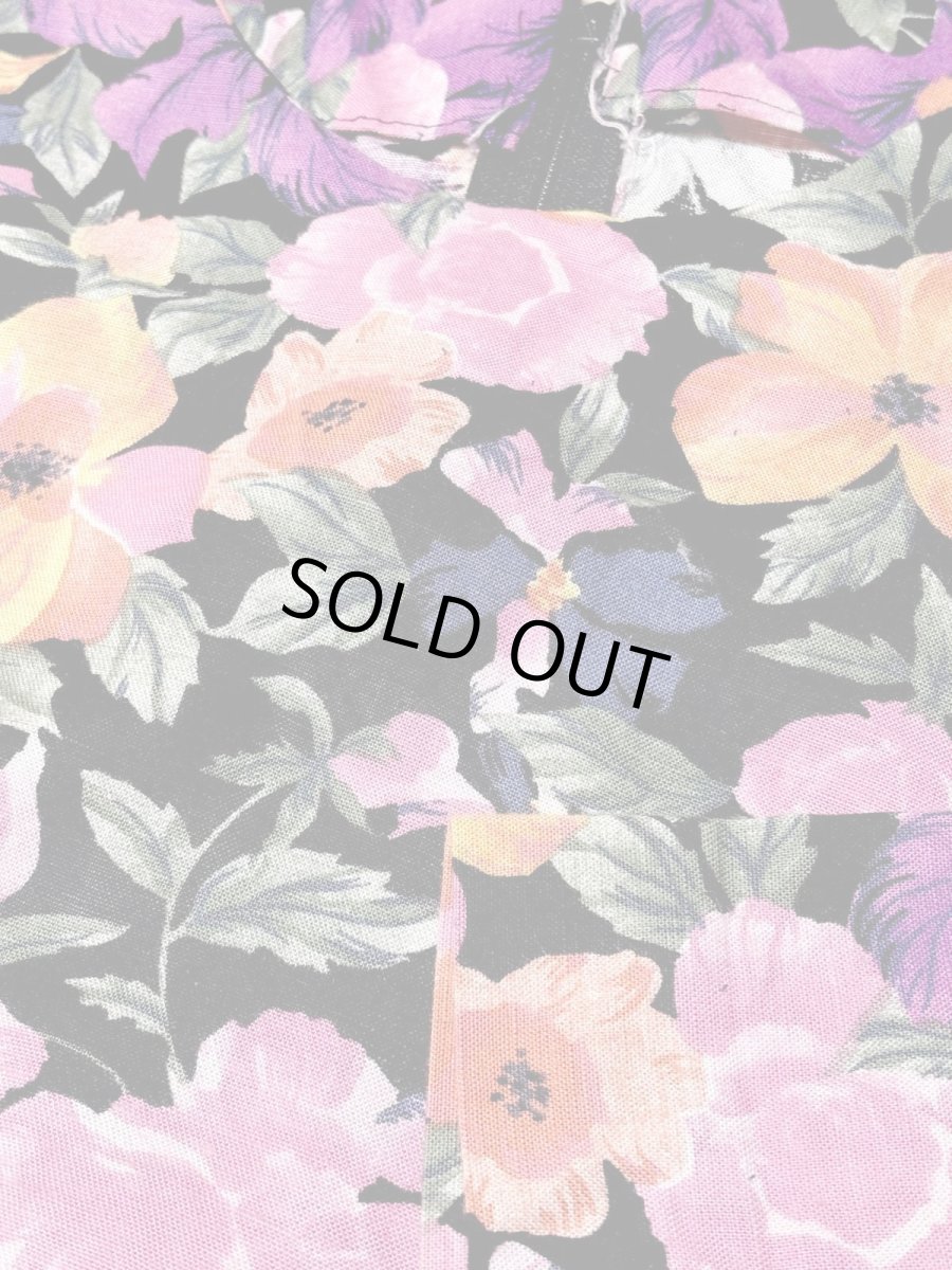 画像10: 花柄 ノーカラー ウエストゴム レトロ USA古着 ヴィンテージワンピース (10)