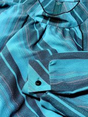 画像10: ドルマンスリーブ スタンドカラー ストライプ ウエストゴム レトロ ヨーロッパ古着 ヴィンテージワンピース (10)