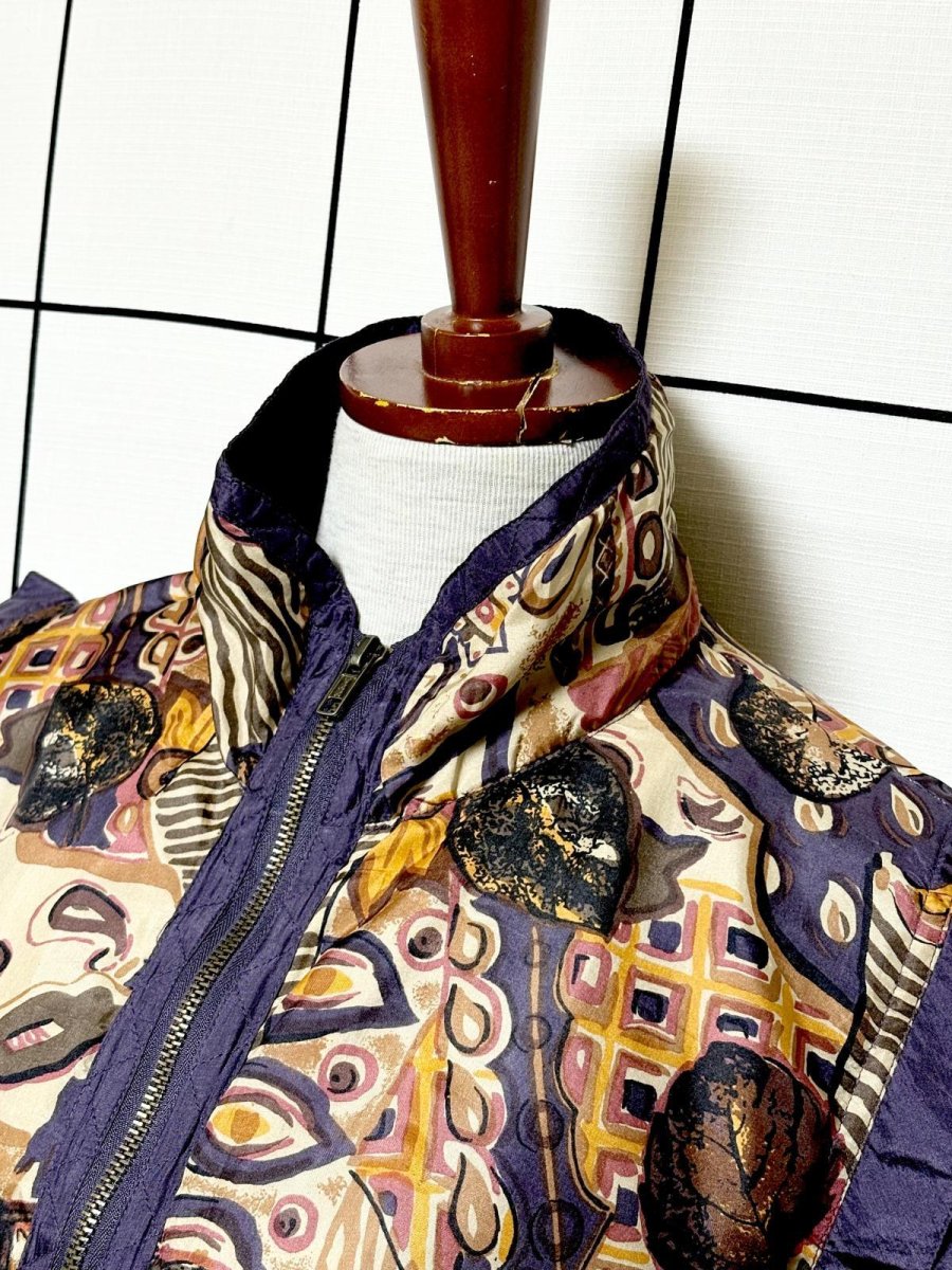 画像4: アート柄 ジップアップ レトロ USA古着 ヴィンテージブルゾンジャケット (4)