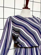 画像5: ストライプ ウエストゴム レトロ USA古着 ヴィンテージワンピース (5)