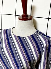 画像4: ストライプ ウエストゴム レトロ USA古着 ヴィンテージワンピース (4)