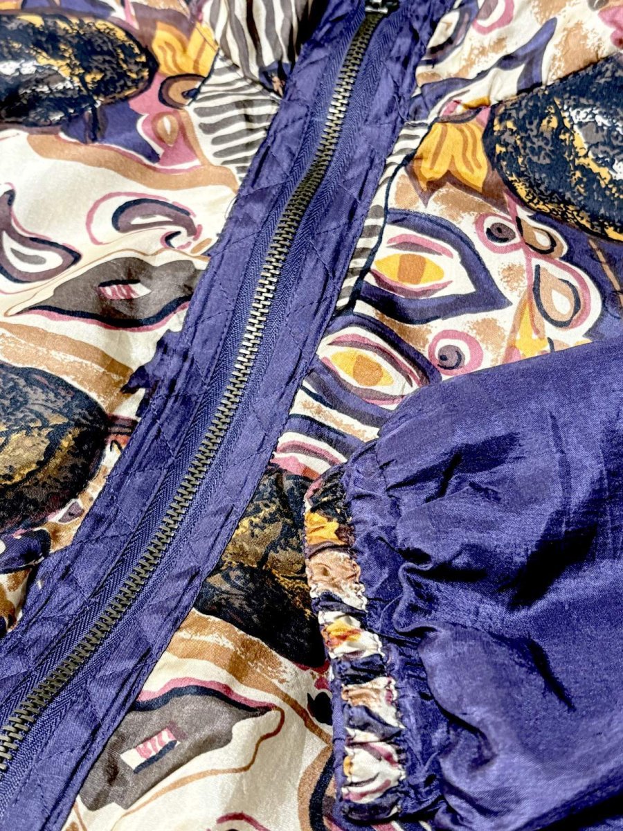 画像9: アート柄 ジップアップ レトロ USA古着 ヴィンテージブルゾンジャケット (9)