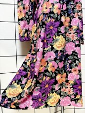 画像9: 花柄 ノーカラー ウエストゴム レトロ USA古着 ヴィンテージワンピース (9)
