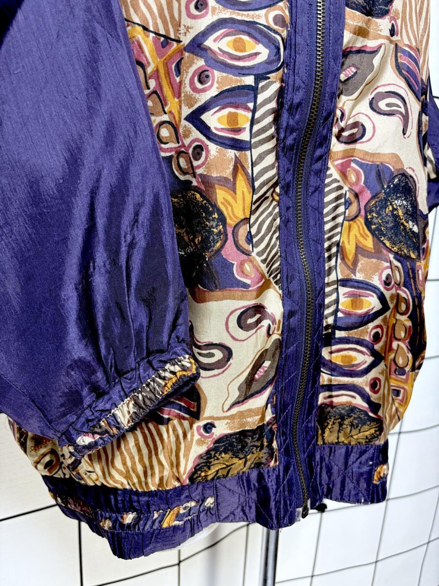 画像7: アート柄 ジップアップ レトロ USA古着 ヴィンテージブルゾンジャケット (7)