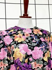 画像5: 花柄 ノーカラー ウエストゴム レトロ USA古着 ヴィンテージワンピース (5)