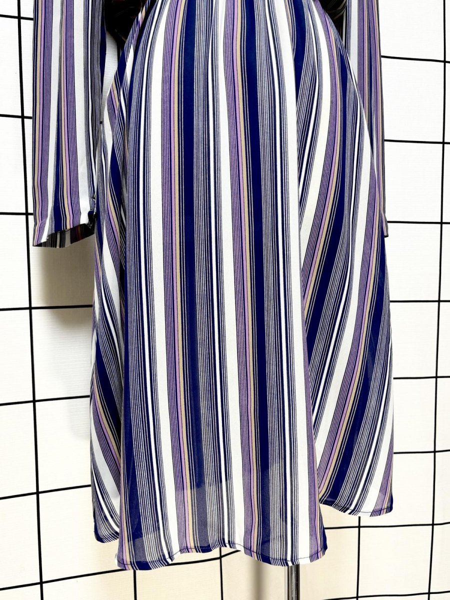 画像8: ストライプ ウエストゴム レトロ USA古着 ヴィンテージワンピース (8)