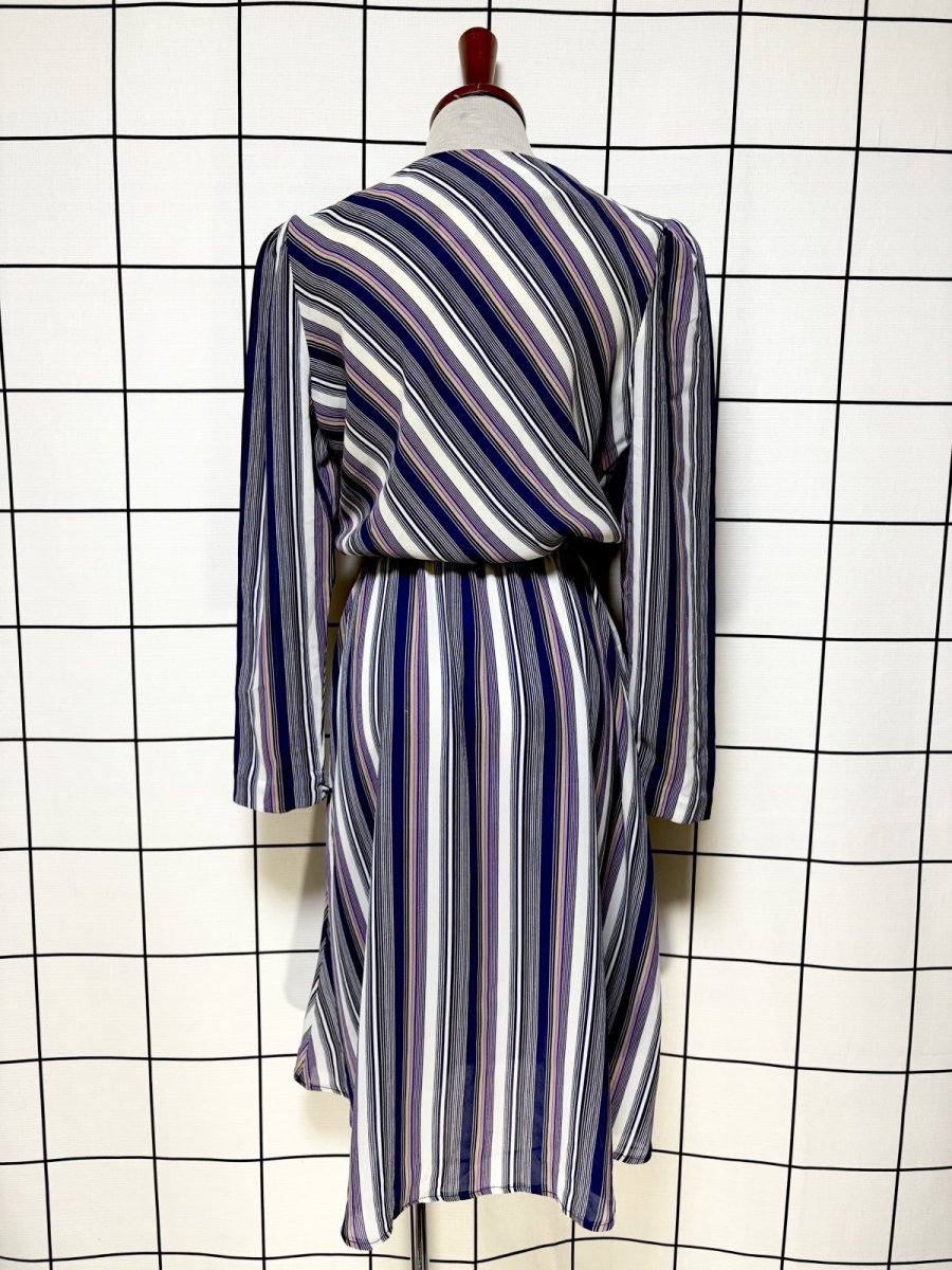 画像2: ストライプ ウエストゴム レトロ USA古着 ヴィンテージワンピース (2)