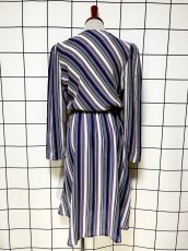 画像2: ストライプ ウエストゴム レトロ USA古着 ヴィンテージワンピース (2)