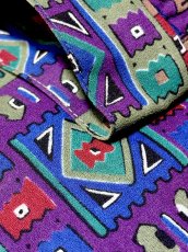 画像12: エスニック柄 首元リボン ウエストゴム レトロ 長袖 USA古着 ヴィンテージワンピース (12)