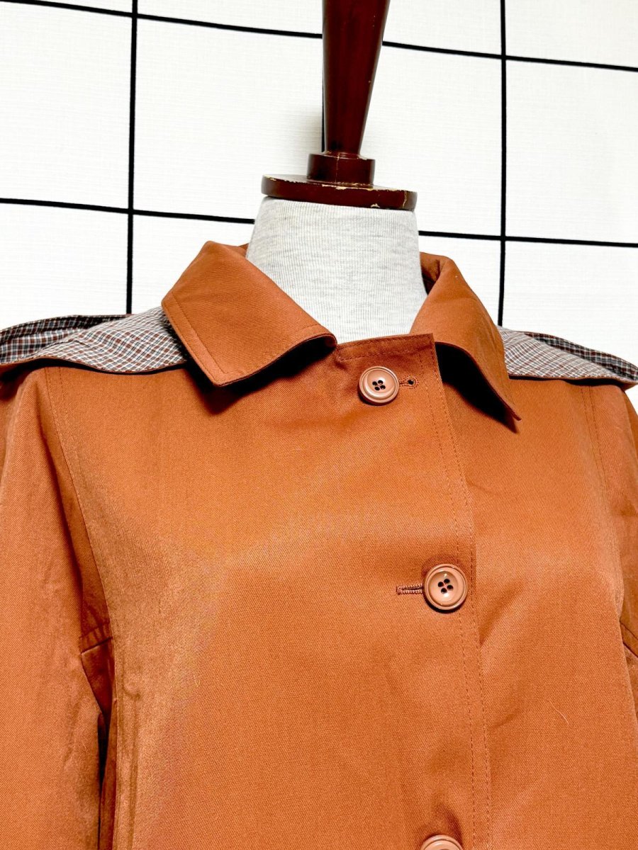 画像8: フランス製 FRANCE フード付 無地 レトロ ヨーロッパ古着 ヴィンテージコート (8)