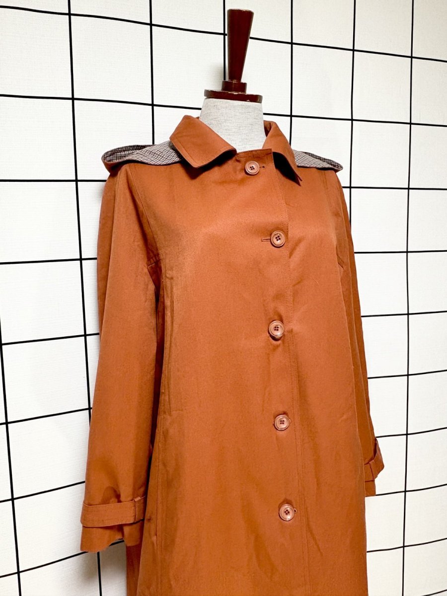 画像6: フランス製 FRANCE フード付 無地 レトロ ヨーロッパ古着 ヴィンテージコート (6)