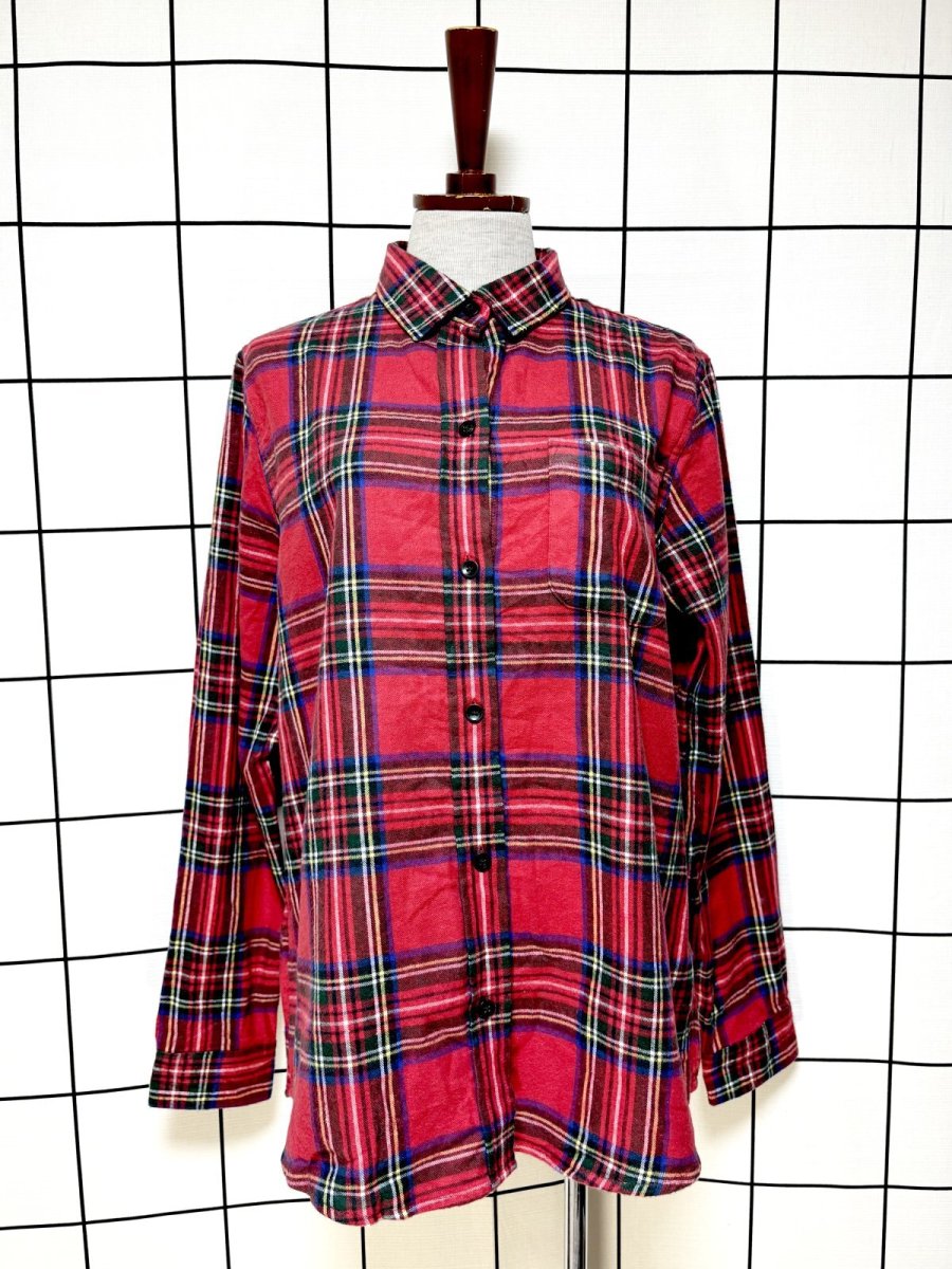 画像1: L.L.Bean チェック柄 Nicaragua 古着 レトロブラウス (1)