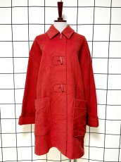 画像1: ウール 大ぶりボタン 無地 ヨーロッパ古着 ヴィンテージコート (1)