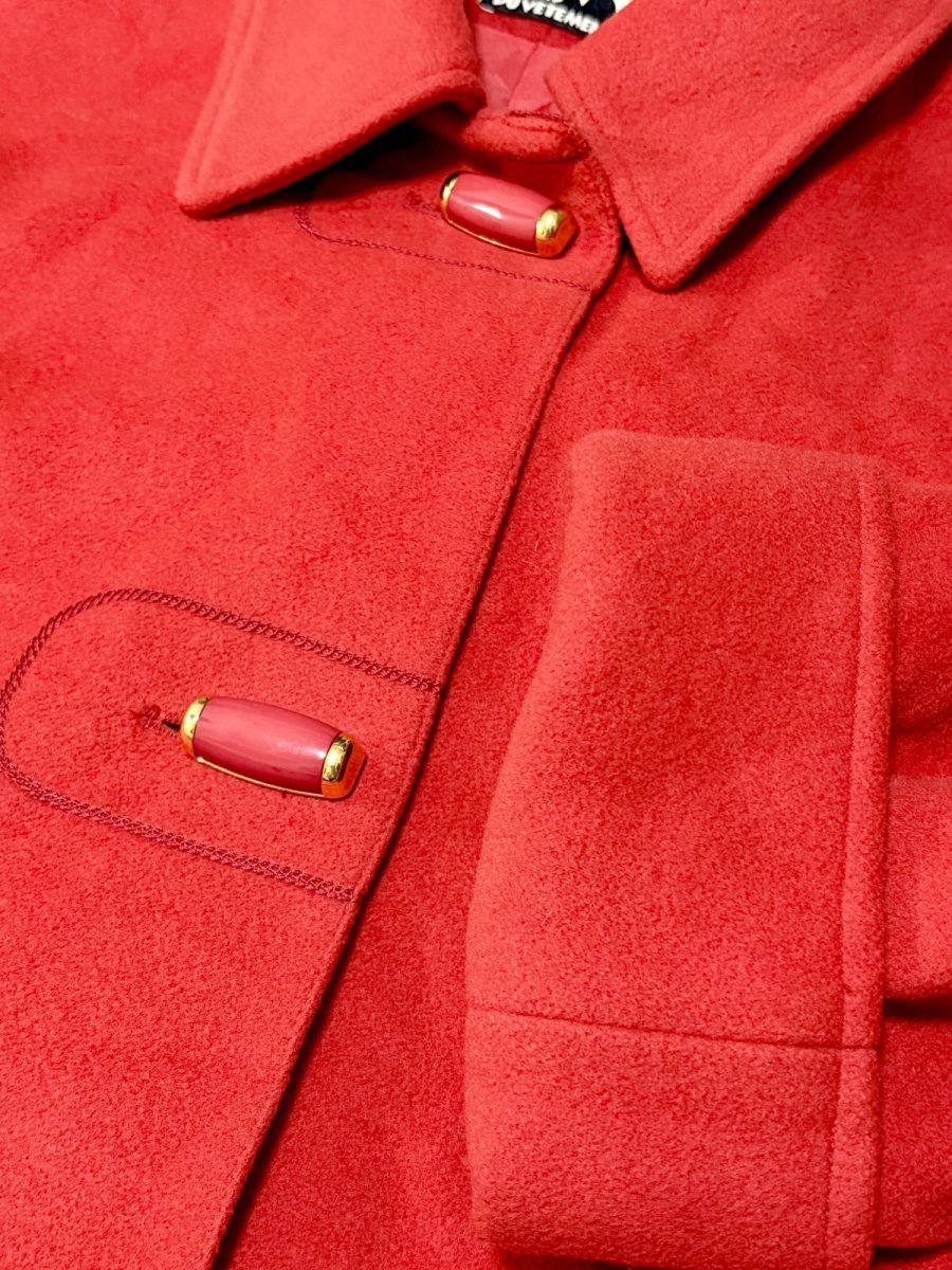 画像9: ウール 大ぶりボタン 無地 ヨーロッパ古着 ヴィンテージコート (9)