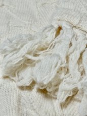 画像11: ニット フリンジ オフホワイト 無地 レトロ USA古着 ヴィンテージポンチョ (11)