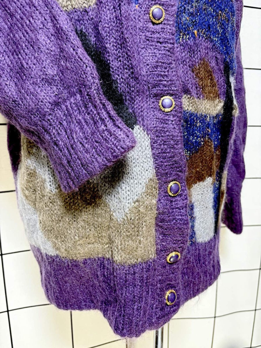 画像7: レトロなフロントボタンが可愛い ラメ入り USA古着 ヴィンテージニットカーディガン (7)