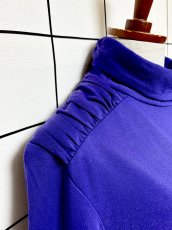 画像7: タートルネック パープル 無地  ウエストゴム レトロ USA古着 ヴィンテージワンピース (7)