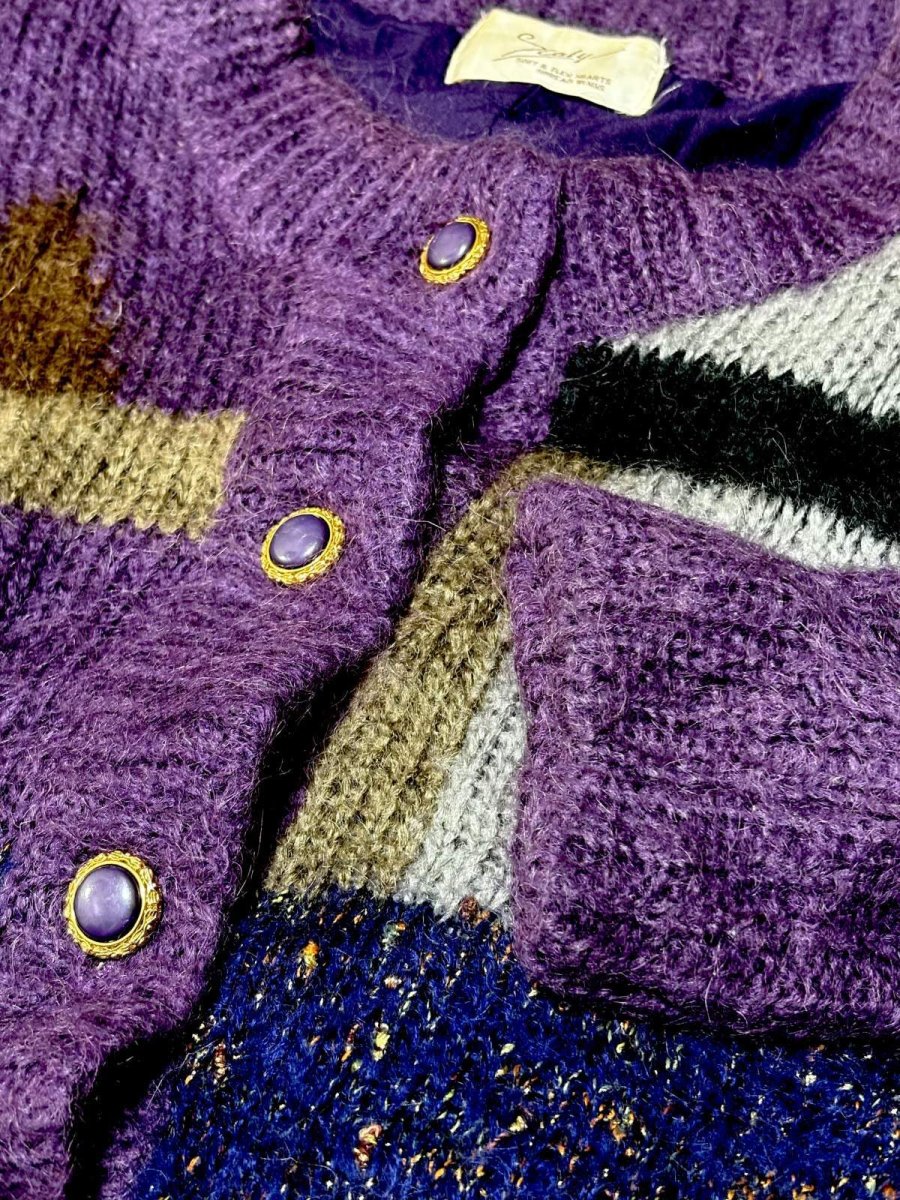 画像9: レトロなフロントボタンが可愛い ラメ入り USA古着 ヴィンテージニットカーディガン (9)