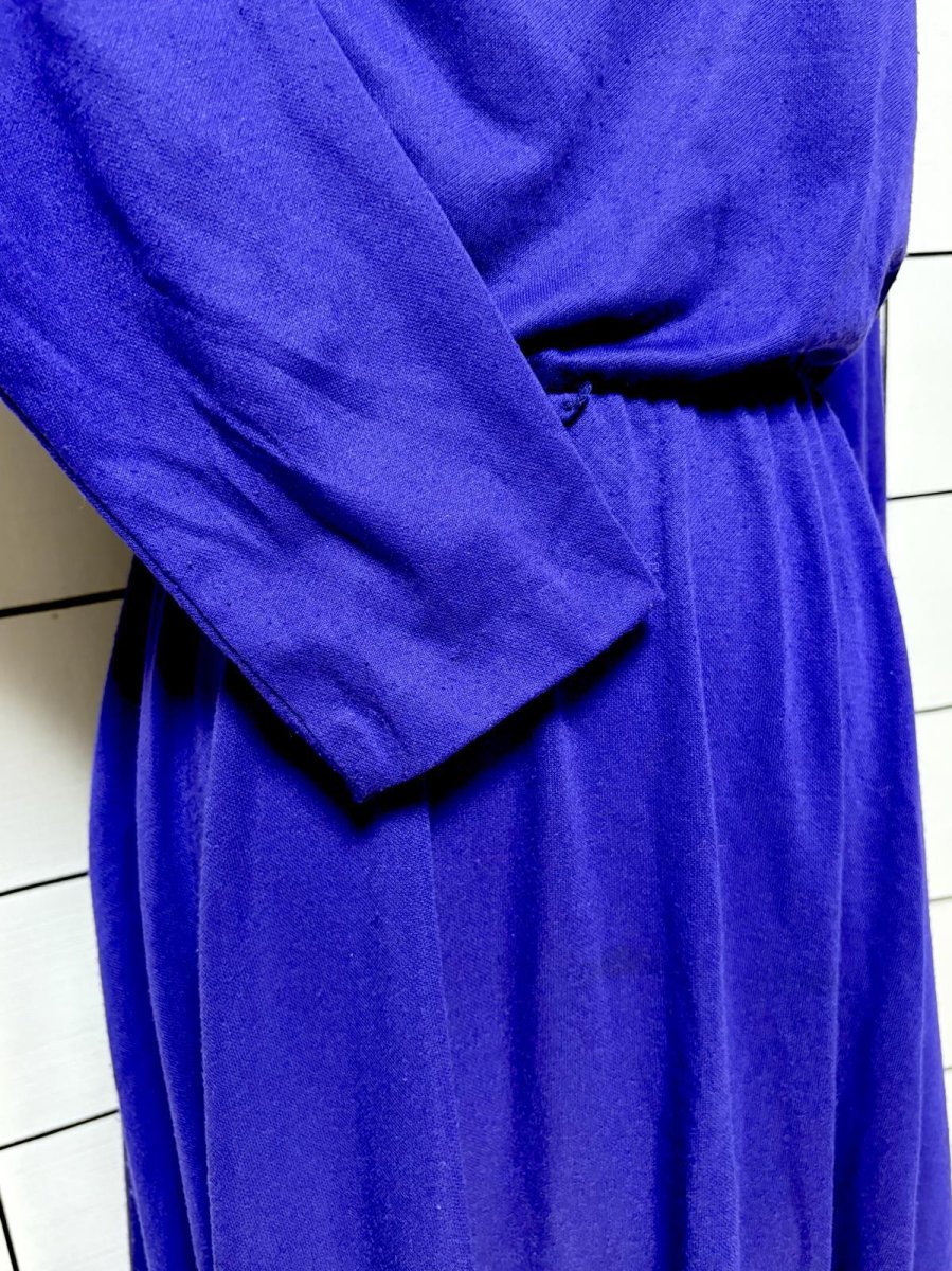 画像8: タートルネック パープル 無地  ウエストゴム レトロ USA古着 ヴィンテージワンピース (8)