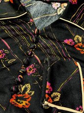 画像9: 花柄 ストライプ ブラック レトロ ヨーロッパ古着 ヴィンテージワンピース (9)