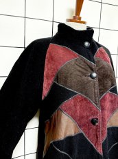 画像6: フランス製 FRANCE パッチワーク調 マルチプリント ウール レトロ ヨーロッパ古着 ヴィンテージコート (6)