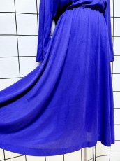 画像10: タートルネック パープル 無地  ウエストゴム レトロ USA古着 ヴィンテージワンピース (10)