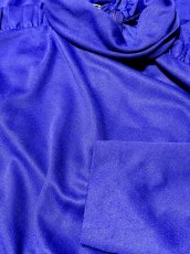 画像11: タートルネック パープル 無地  ウエストゴム レトロ USA古着 ヴィンテージワンピース (11)