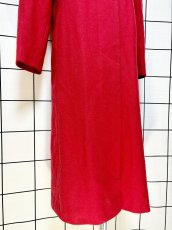 画像10: レザー切り替え ウール レッド レトロ USA古着 ヴィンテージコート (10)