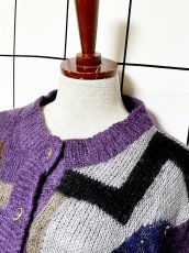 画像4: レトロなフロントボタンが可愛い ラメ入り USA古着 ヴィンテージニットカーディガン (4)