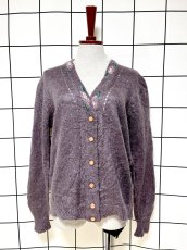 画像1: Italy製 花模様 モヘア レトロ ヨーロッパ古着 ヴィンテージニットカーディガン (1)