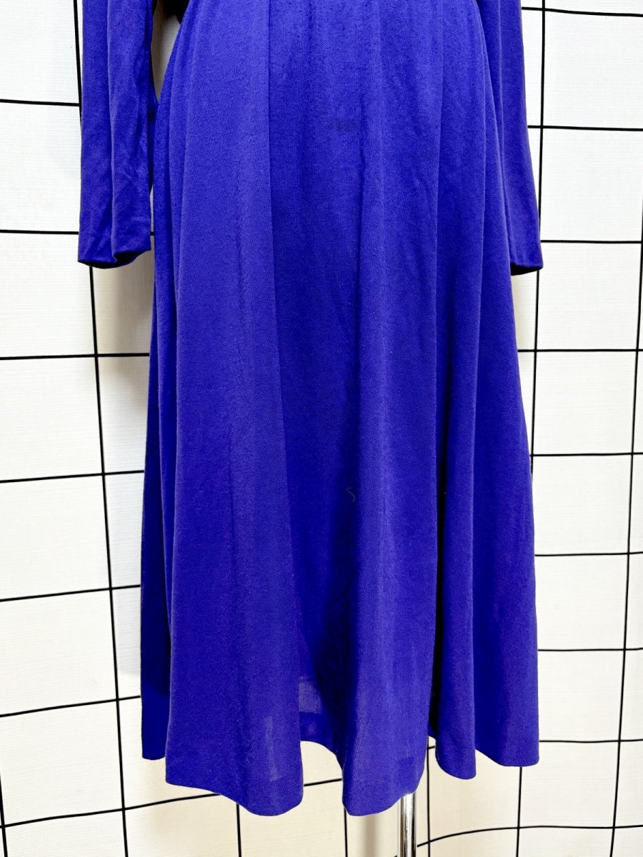 画像9: タートルネック パープル 無地  ウエストゴム レトロ USA古着 ヴィンテージワンピース (9)
