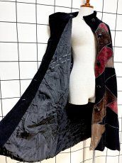 画像7: フランス製 FRANCE パッチワーク調 マルチプリント ウール レトロ ヨーロッパ古着 ヴィンテージコート (7)