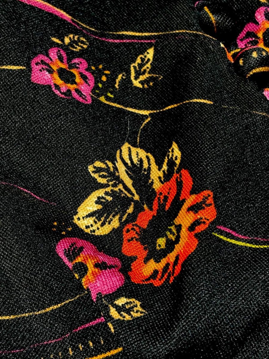 画像10: 花柄 ストライプ ブラック レトロ ヨーロッパ古着 ヴィンテージワンピース (10)