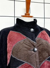 画像5: フランス製 FRANCE パッチワーク調 マルチプリント ウール レトロ ヨーロッパ古着 ヴィンテージコート (5)