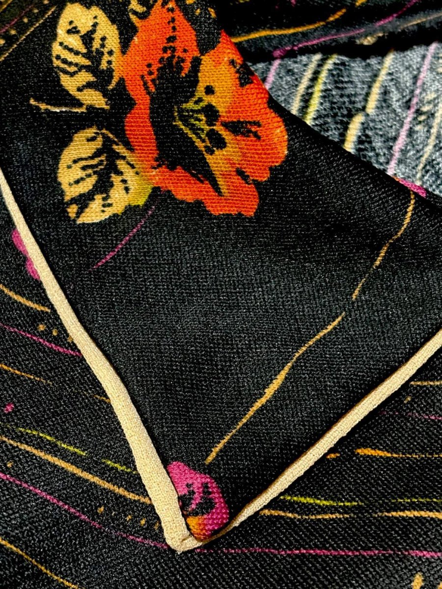 画像11: 花柄 ストライプ ブラック レトロ ヨーロッパ古着 ヴィンテージワンピース (11)